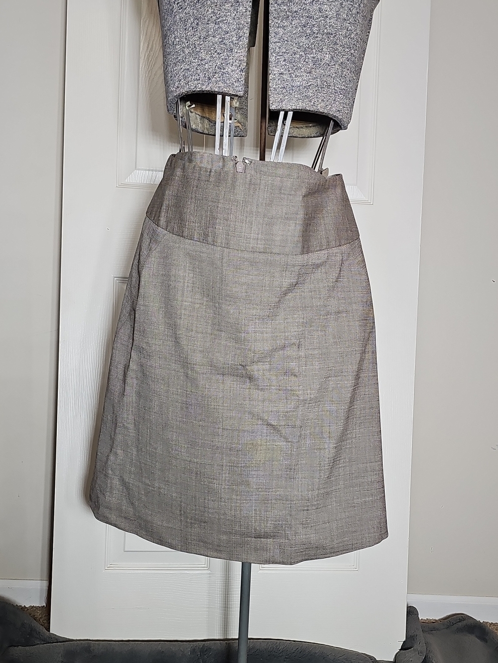 Banana Republic 98% Wool Brown Gray Textured Wide Band A-Line Pencil SkirtSize 2